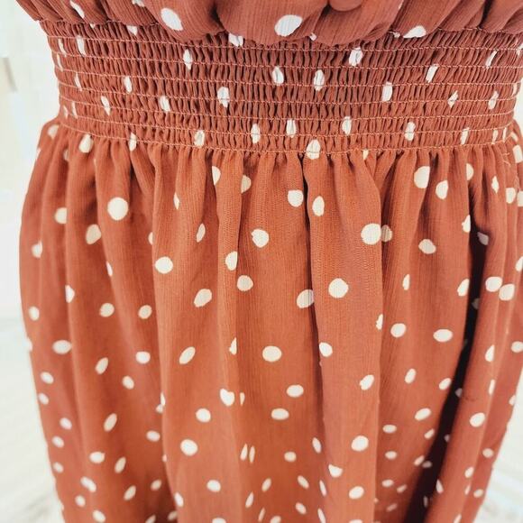 MADEWELL SMOCKED POLKA DOT AMBER WHITE DRESS SIZE XXS (STRETCH WAIST) - Picture 3 of 8